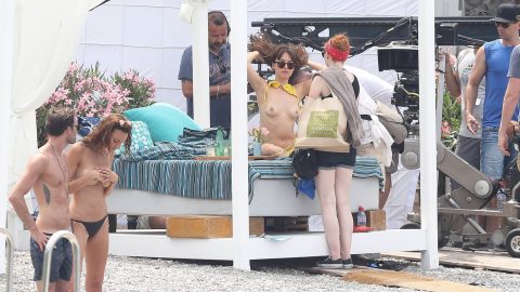 Dakota Johnson Topless and See Through Bikini on Fifty Shades Darker Set 1