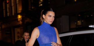 Kendall Jenner Showing Tits In A Sheer Blue Dress At Karl Lagerfeld Show In New York 07