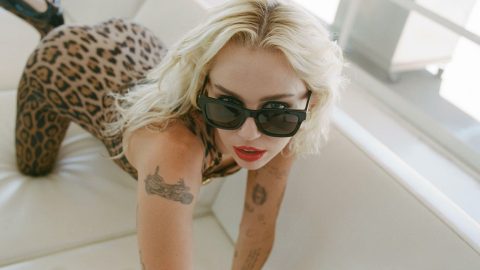 Miley Cyrus Posing Sexy For Magazine In Leopard Print Catsuit 4