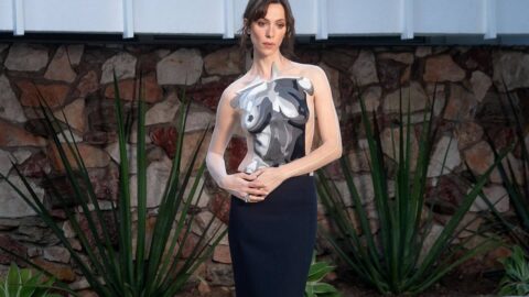 Rebecca Hall Displays Her Painted Tits at the Academy Museums 5th Annual Gala 09