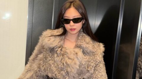 Jennie Kim Sexy in Shearling Coat and Leather Belt by Ludovic de Saint Sernin 9