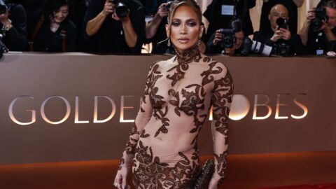 Jennifer Lopez in See Through Dress at the 2026 Golden Globe Awards 03