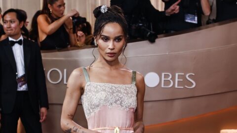Zoe Kravitz Poses at the 2026 Golden Globe Awards in Saint Laurent Gown 8
