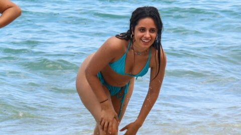 Camila Cabello Turns Up the Heat in a Light Blue Microbikini on Miami Beach 11