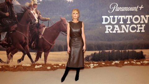 Kelly Reilly Shows Nipples In A Sexy Leather Dress At The Dutton Ranch Screening 03