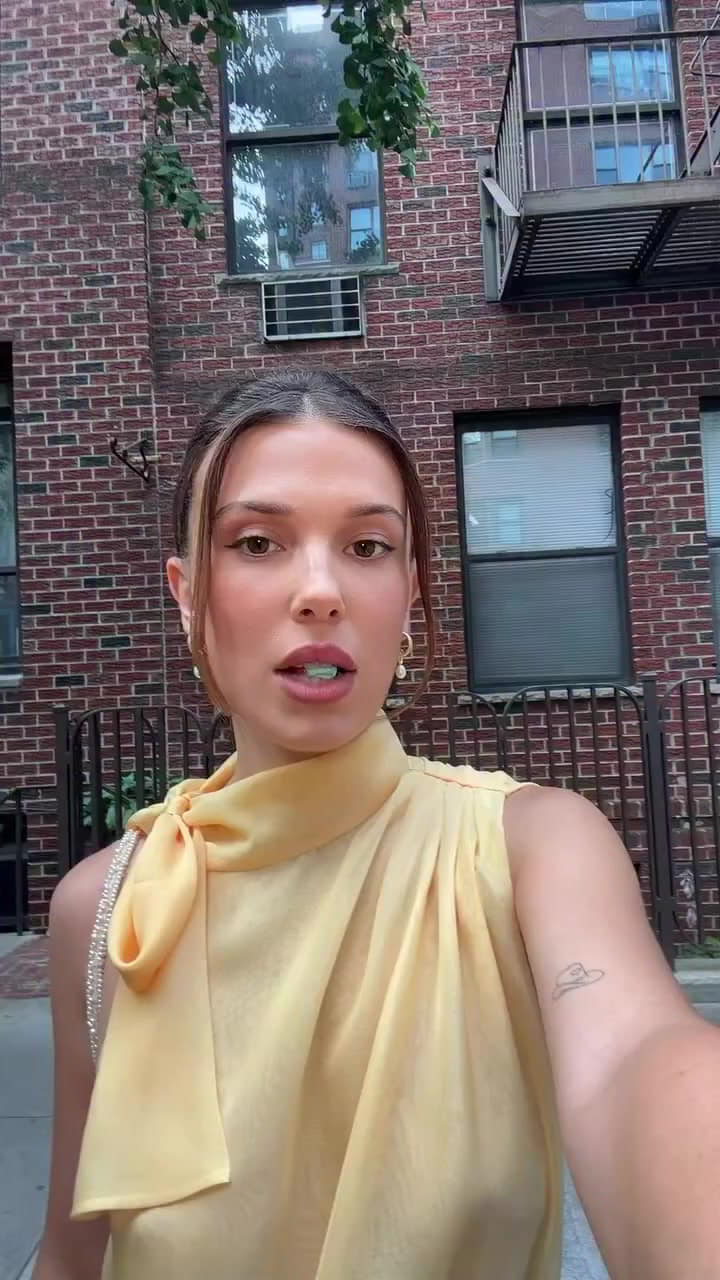 Hot Millie Bobby Brown Hard Pokies in a Sheer Braless Top in NY photo gallery Hot Millie Bobby Brown Hard Pokies in a Sheer Braless Top in NY photo gallery