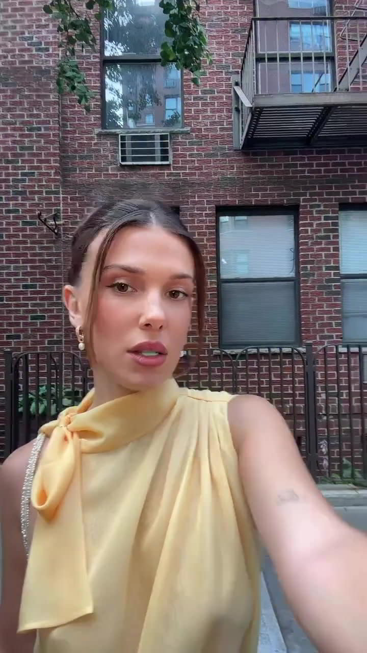 Millie Bobby Brown Hard Pokies in a Sheer Braless Top in NY nude scene Millie Bobby Brown Hard Pokies in a Sheer Braless Top in NY nude scene