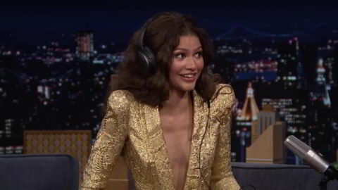 Zendayas Braless Cleavage on The Tonight Show Starring Jimmy Fallon S13E127 3