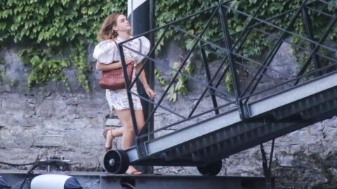 Emma Watson Flaunts Bare Legs Tight Midriff in Tiny Mini Skirt 10